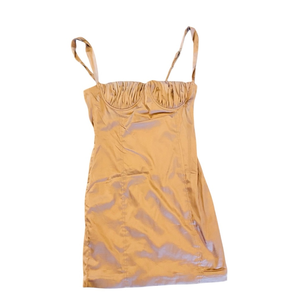⭐️ SALTY Tan Satin Corset Mini Dress
